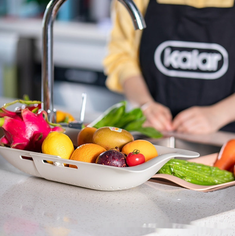 Kalar Retractable Kitchen Sink Drain Basket Plastic Household Kitchen Sink Washing Water Fruit And Vegetable Basket Artifact Rim