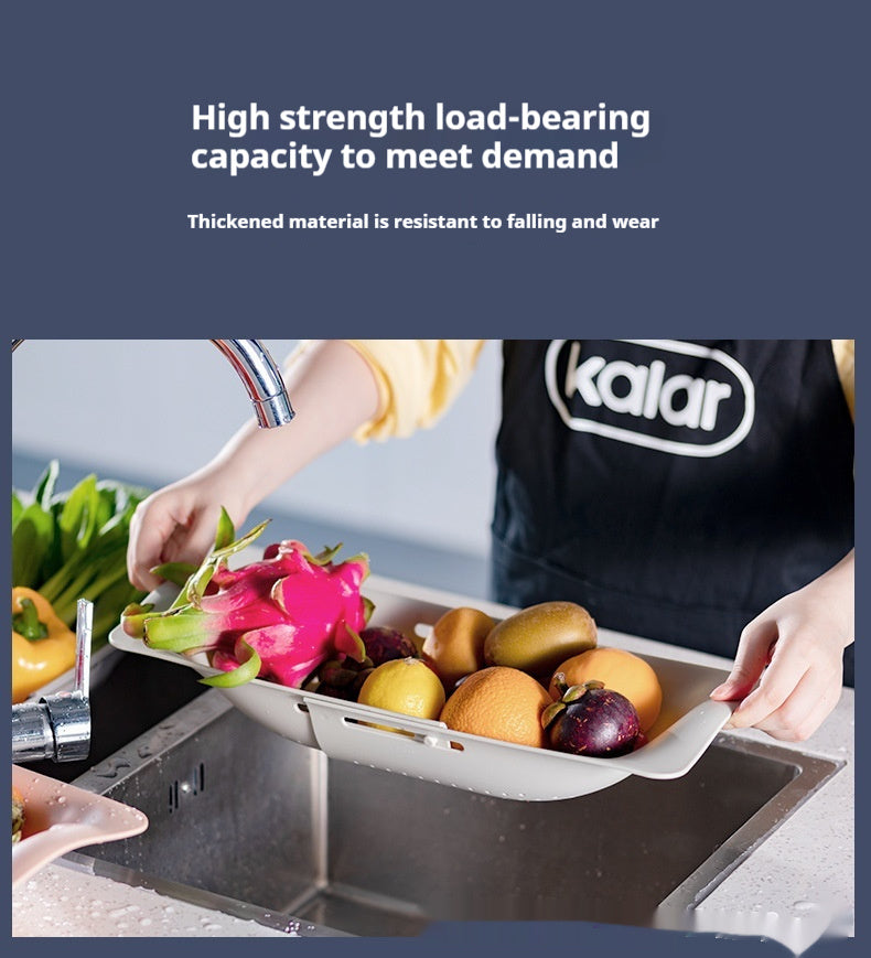Kalar Retractable Kitchen Sink Drain Basket Plastic Household Kitchen Sink Washing Water Fruit And Vegetable Basket Artifact Rim