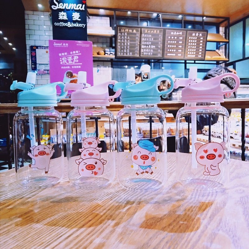 Soft cute girl drinking straw glass