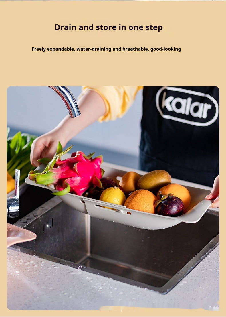 Kalar Retractable Kitchen Sink Drain Basket Plastic Household Kitchen Sink Washing Water Fruit And Vegetable Basket Artifact Rim