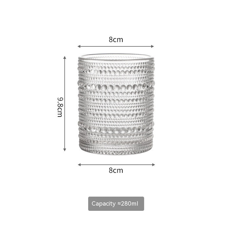 Glass Cup Women's Simple Bead Point Juice Cup Drinking Water