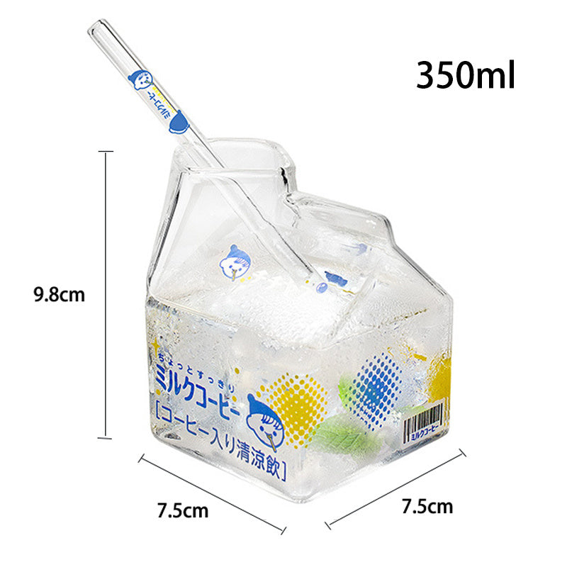 Women's Drinking Glass With Straw Simple Square
