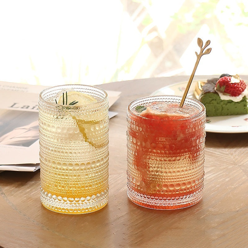 Glass Cup Women's Simple Bead Point Juice Cup Drinking Water