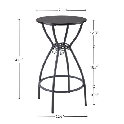 3 Bar Table And Chairs Set For Dining Room Industrial Counter Height Bar Chairs With Metal Back, Fabric Seat